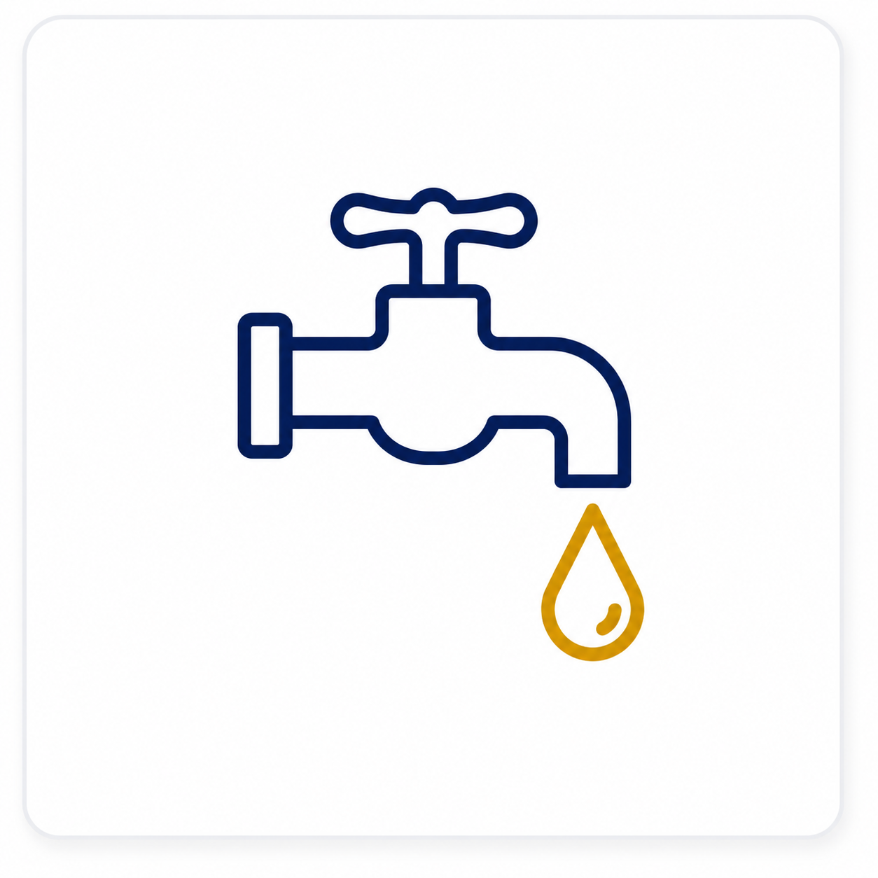 Ícone ilustrativo de torneira com gota de água representando vazamentos ocultos em instalações hidráulicas.