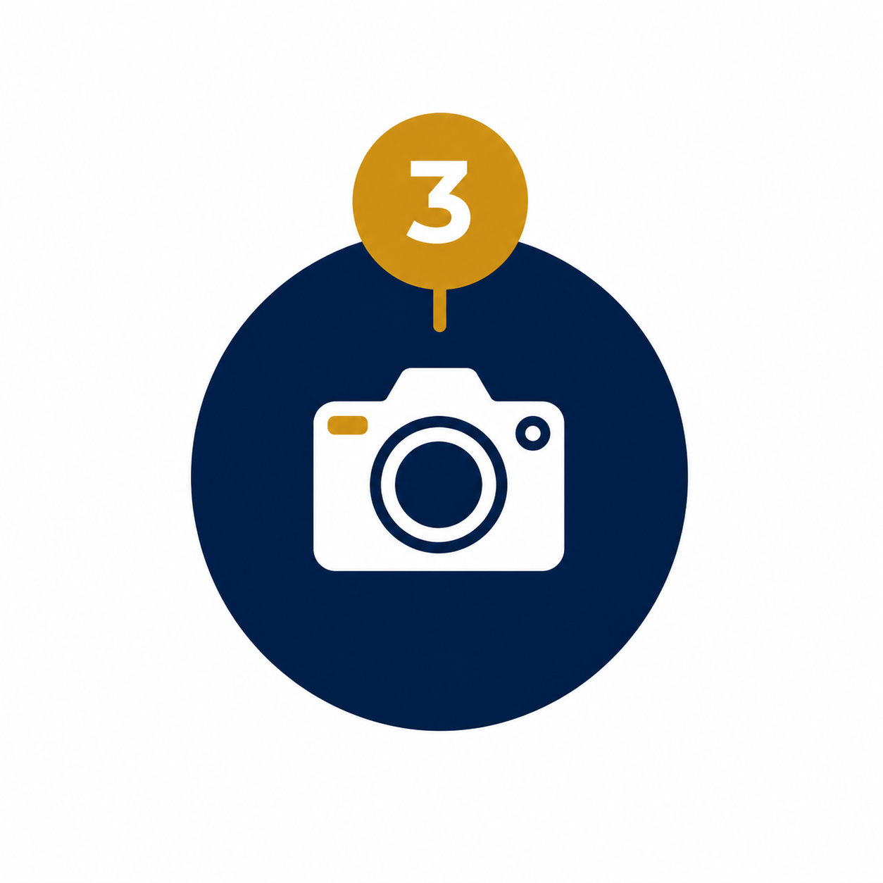 Ícone representando a elaboração do relatório técnico com registro fotográfico durante a vistoria de entrega de imóveis.
