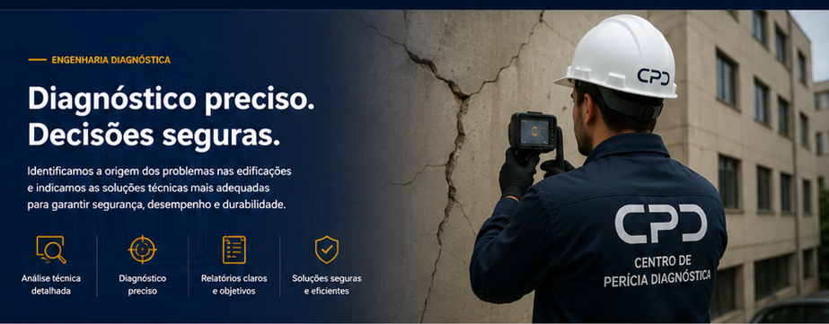 Engenharia diagnóstica realizada pela CPD para identificação de manifestações patológicas em edificações.