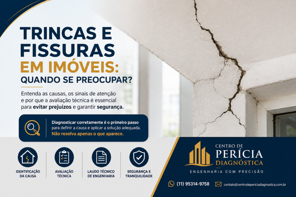 Trincas e fissuras em imóvel analisadas em laudo técnico de engenharia